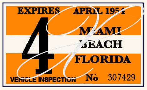 (image for) 1954 Florida Inspection Sticker (Miami Beach)